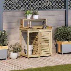 vidaXL Potting Table with Shelves Garden Potting Bench Impregnated Wood Pine
