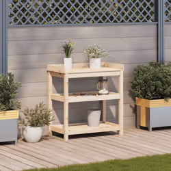 vidaXL Potting Table with Shelves Potting Bench Plant Table Solid Wood Pine