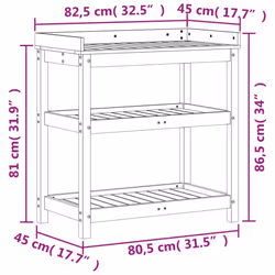 vidaXL Potting Table with Shelves Potting Bench Plant Table Solid Wood Pine