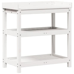vidaXL Potting Table with Shelves Garden Potting Bench White Solid Wood Pine