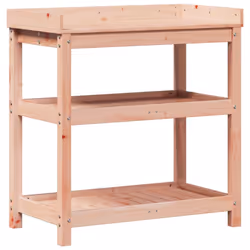 vidaXL Potting Table with Shelves Potting Bench Plant Table Solid Wood Pine - natural douglas