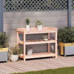 vidaXL Potting Table with Shelves Potting Bench Plant Table Solid Wood Douglas