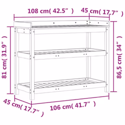 vidaXL Potting Table with Shelves Garden Potting Bench Impregnated Wood Pine - Additional view 3