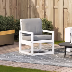 vidaXL Garden Chair Outdoor Dining Chair Balcony Chair White Solid Wood Pine