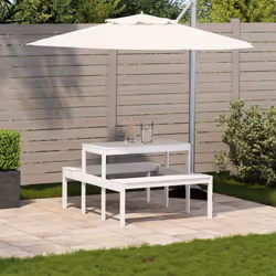 vidaXL Picnic Table Outdoor Dining Table Garden Table White Solid Wood Pine