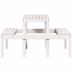 vidaXL Picnic Table Outdoor Dining Table Garden Table White Solid Wood Pine - Additional view 4