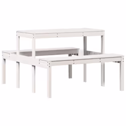 vidaXL Picnic Table Outdoor Dining Table Garden Table White Solid Wood Pine - Additional view 5