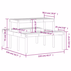 vidaXL Picnic Table Outdoor Dining Table Patio Garden Table Solid Wood Douglas - Additional view 3