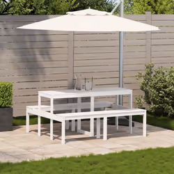 vidaXL Picnic Table Outdoor Dining Table Garden Table White Solid Wood Pine