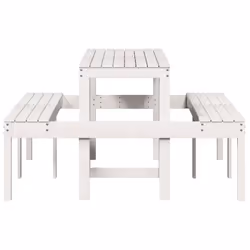 vidaXL Picnic Table Outdoor Dining Table Garden Table White Solid Wood Pine - Additional view 4