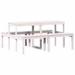 vidaXL Picnic Table Outdoor Dining Table Garden Table White Solid Wood Pine - Additional view 5