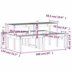 vidaXL Picnic Table Outdoor Dining Table Garden Table White Solid Wood Pine - Additional view 8