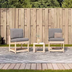 vidaXL Garden Lounge Set 3 Piece Outdoor Table and Chairs Solid Wood Pine