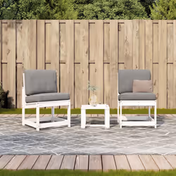 vidaXL Garden Lounge Set 3 Piece Outdoor Table and Chair White Solid Wood Pine - Additional view 2