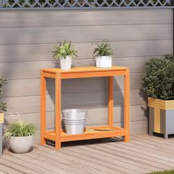 vidaXL Potting Table with Shelf Garden Potting Bench Wax Brown Solid Wood Pine