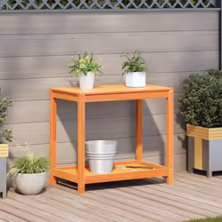 vidaXL Potting Table with Shelf Potting Bench Plant Table Solid Wood Pine - wax brown, 82.5 x 50 x 75 cm - Additional view 2