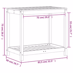 vidaXL Potting Table with Shelf Potting Bench Plant Table Solid Wood Pine - wax brown, 82.5 x 50 x 75 cm - Additional view 9