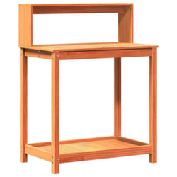 vidaXL Potting Table with Shelves Garden Potting Bench Brown Solid Wood Pine