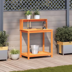 vidaXL Potting Table with Shelves Garden Potting Bench Brown Solid Wood Pine
