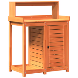 vidaXL Potting Table with Shelves Garden Potting Bench Brown Solid Wood Pine