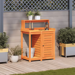 vidaXL Potting Table with Shelves Garden Potting Bench Brown Solid Wood Pine