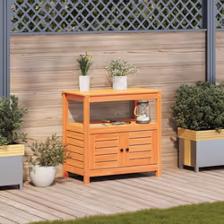 vidaXL Potting Table with Shelves Garden Potting Bench Brown Solid Wood Pine