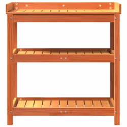 vidaXL Potting Table with Shelves Garden Potting Bench Brown Solid Wood Pine - Additional view 4
