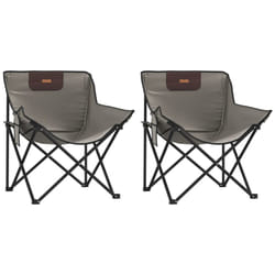 vidaXL Camping Chairs with Pocket Foldable Chair Outdoor Folding Chair 2 pcs - grey