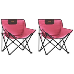 vidaXL Camping Chairs with Pocket Foldable Chair Outdoor Folding Chair 2 pcs - pink