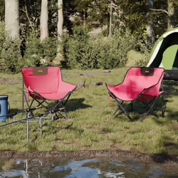 vidaXL Camping Chairs with Pocket Foldable Chair Outdoor Folding Chair 2 pcs - pink