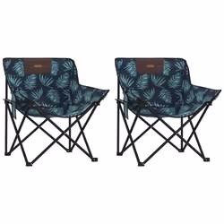 vidaXL Camping Chairs with Pocket Foldable Chair Outdoor Folding Chair 2 pcs - leaf pattern