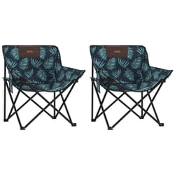 vidaXL Camping Chairs with Pocket Foldable Chair Outdoor Folding Chair 2 pcs - leaf pattern