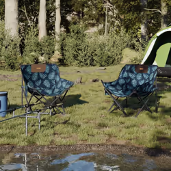 vidaXL Camping Chairs with Pocket Foldable Chair Outdoor Folding Chair 2 pcs - leaf pattern