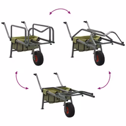 vidaXL Fishing Trolley Green with Wheel Fishing Barrow Powder-coated Steel - Additional view 6