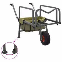 vidaXL Fishing Trolley Green with Wheel Fishing Barrow Powder-coated Steel - Additional view 7