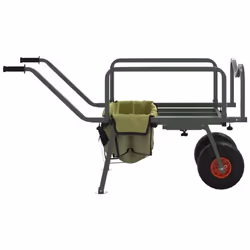 vidaXL Fishing Trolley Green with 2 Wheels Fishing Barrow Powder-coated Steel - Additional view 4