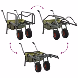 vidaXL Fishing Trolley Green with 2 Wheels Fishing Barrow Powder-coated Steel - Additional view 6