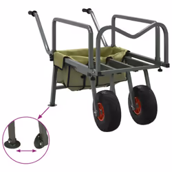 vidaXL Fishing Trolley Green with 2 Wheels Fishing Barrow Powder-coated Steel - Additional view 7
