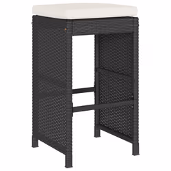 vidaXL Garden Bar Stools with Cushions Pub Stool Chair Bar Chair Poly Rattan - black, 2 pcs