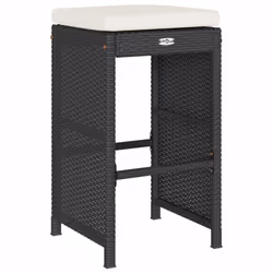 vidaXL Garden Bar Stools with Cushions Pub Stool Chair Bar Chair Poly Rattan - black, 2 pcs - Additional view 5
