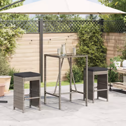 VidaXL 368687 outdoor chair Terrace Padded seat Polyrattan, Steel Grey