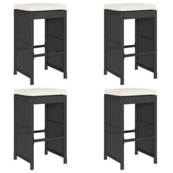 vidaXL Garden Bar Stools with Cushions Pub Stool Chair Bar Chair Poly Rattan - black, 4 pcs