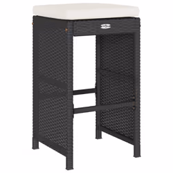 vidaXL Garden Bar Stools with Cushions Pub Stool Chair Bar Chair Poly Rattan - black, 4 pcs - Additional view 5