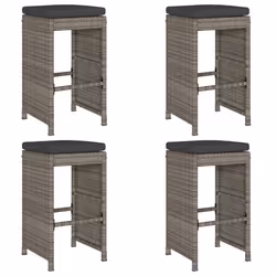 VidaXL 368690, Terrace, Padded seat, Polyrattan, Steel, Grey, 400 mm, 400 mm