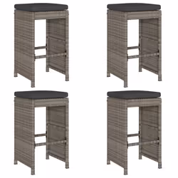 VidaXL 368693, Terrace, Padded seat, Polyrattan, Steel, Grey, 400 mm, 400 mm
