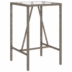 vidaXL Bar Table Bistro Table Outdoor Dining Table with Glass Top Poly Rattan - grey