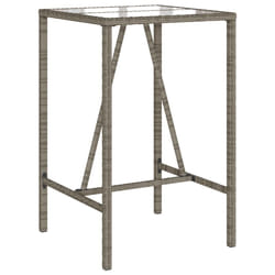 vidaXL Bar Table Bistro Table Outdoor Dining Table with Glass Top Poly Rattan - grey