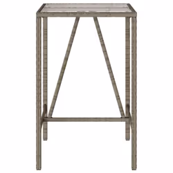 vidaXL Bar Table Bistro Table Outdoor Dining Table with Glass Top Poly Rattan - grey - Additional view 4