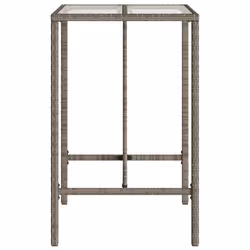 vidaXL Bar Table Bistro Table Outdoor Dining Table with Glass Top Poly Rattan - grey - Additional view 5
