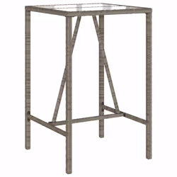 vidaXL Bar Table Bistro Table Outdoor Dining Table with Glass Top Poly Rattan - grey - Additional view 6